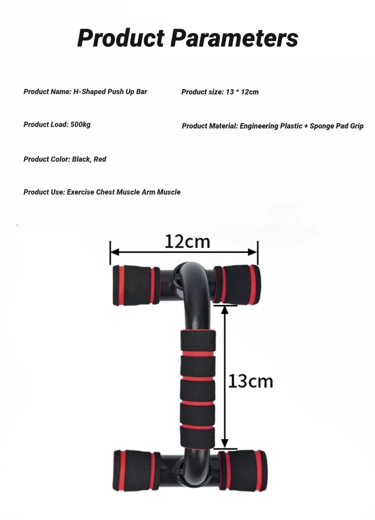 2PCS Push-Up Bars, Non-Slip H-Shaped Handles for Home Fitness & Gym, Push-Up Stands for Arm, Chest, Shoulder & Muscle Training