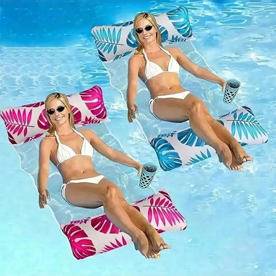 Hammock Pool Floats Adults, 4-In-1 Multi-Purpose Inflatable Pool Floats PVC Water Hammock Lounge Floaties