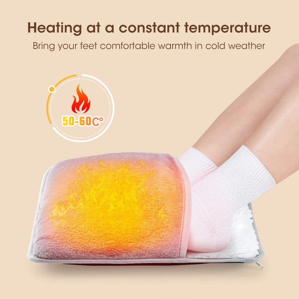 USB Heated Foot & Hand Warmer Pad - Soft Portable Electric Heating Pad for Home & Office Use