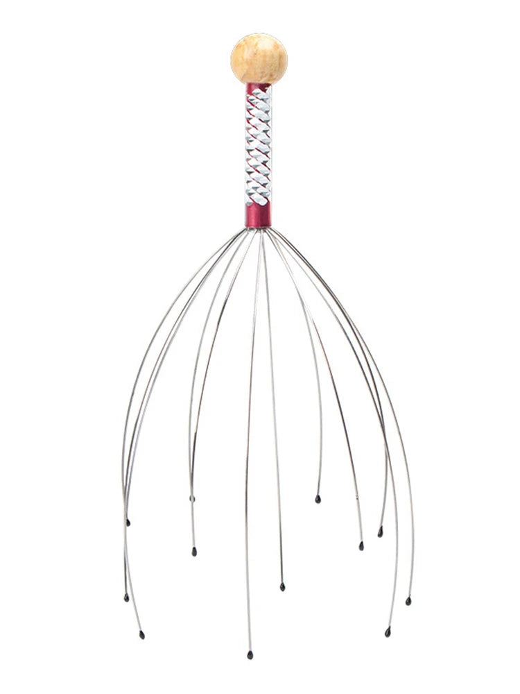 Octopus Scalp Head Massager, Manual Head Scratcher with Soft Rubber Tips, Portable Stress-Relief Massage Tool, 1 Pack