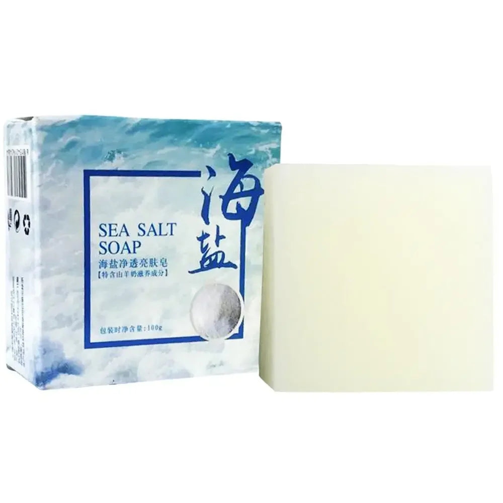 Sea Salt Goat Milk Soap Bar, 100g – Natural Handmade Face & Body Cleanser, Hydrating, Gentle Exfoliating, Rich Lather