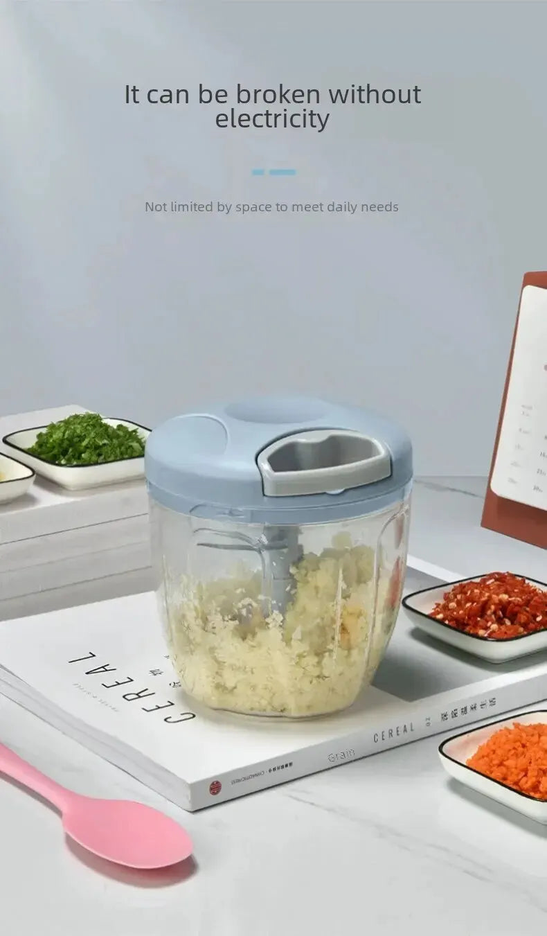 Manual Ginger Garlic Chopper & Press, Handheld Vegetable Cutter, Mini Meat Grinder, Multifunction Food Processor for Kitchen