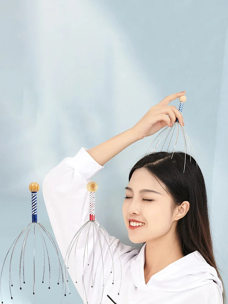 Octopus Scalp Head Massager, Manual Head Scratcher with Soft Rubber Tips, Portable Stress-Relief Massage Tool, 1 Pack