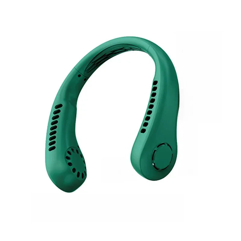 Portable mini home summer air-cooled neck hanging fan for outdoor sports, running, travel without blades, wearable USB