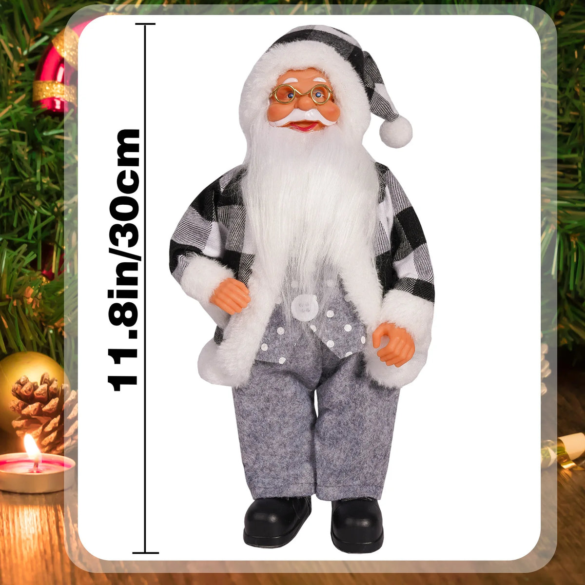 Christmas 12 Inch Santa Claus Cute Creative Holiday Decoration Desktop Novelty Toy Cartoon Doll Standing Posture Mascot