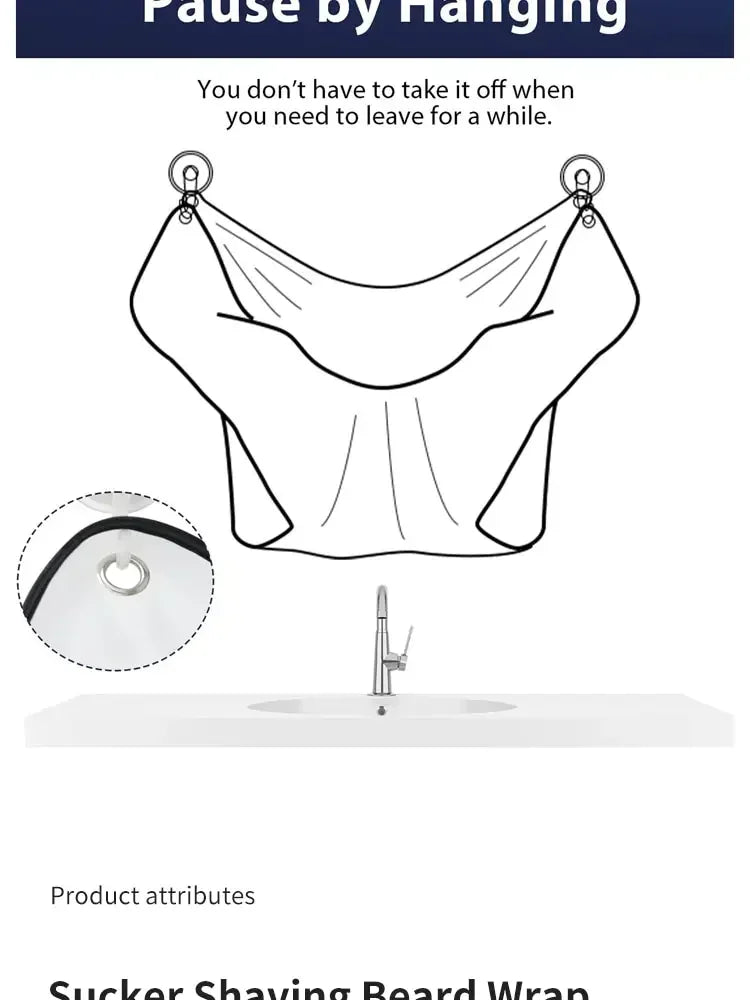 Beard Bib & Hair Catcher, No-Mess Shaving Cape, Mirror Suction Cups, Sink & Counter Cleanup