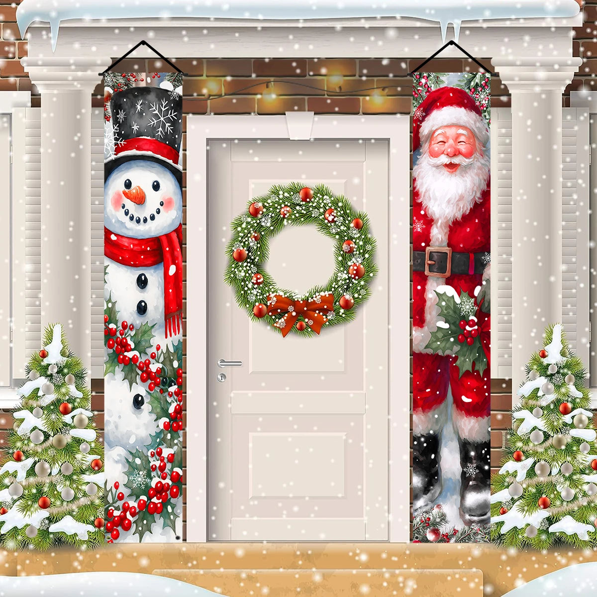 Christmas Santa Claus Snowman Door Couplet Merry Christmas Decoration for Home 2025 Elk Door Banner Navidad Natal New Year 2026