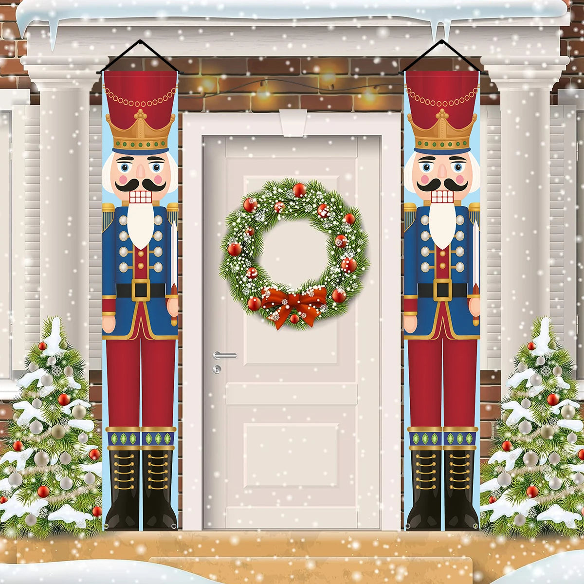 Christmas Santa Claus Snowman Door Couplet Merry Christmas Decoration for Home 2025 Elk Door Banner Navidad Natal New Year 2026