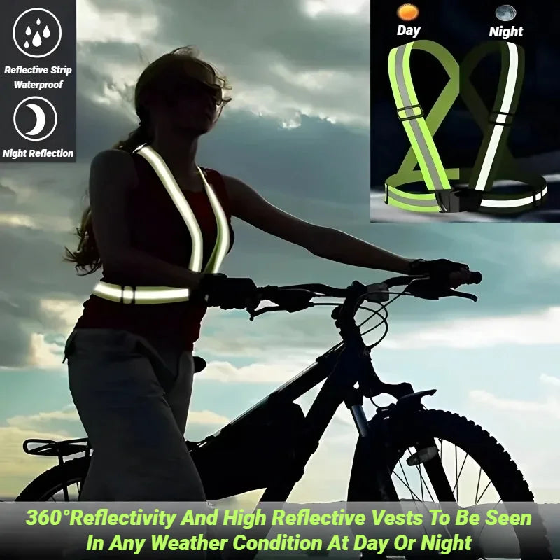 Reflective Safety Vest High Visibility, Lightweight Adjustable Elastic Straps for Running, Cycling, Walking, Traffic