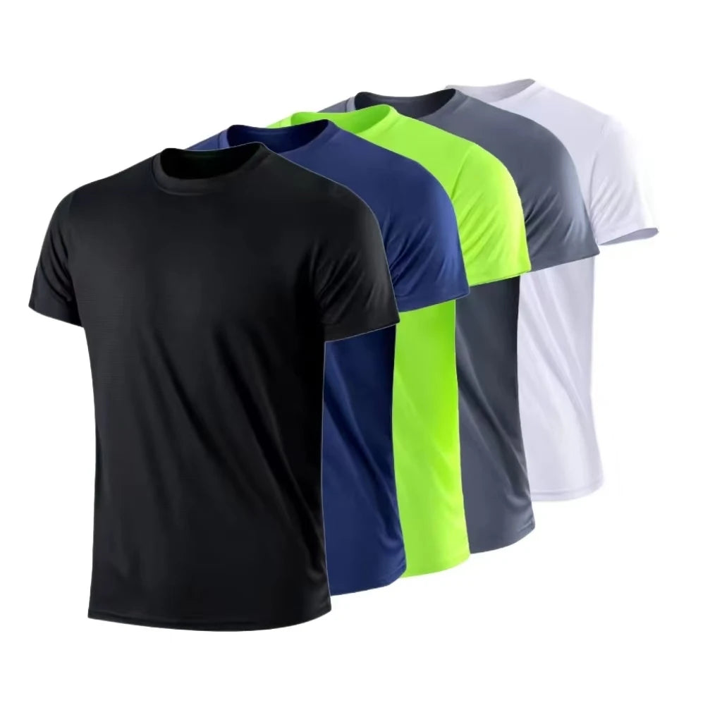 Men’s Gym T-Shirt Quick Dry Short Sleeve Sports Shirt – Bodybuilding, Running, Workout, Football Training Tee