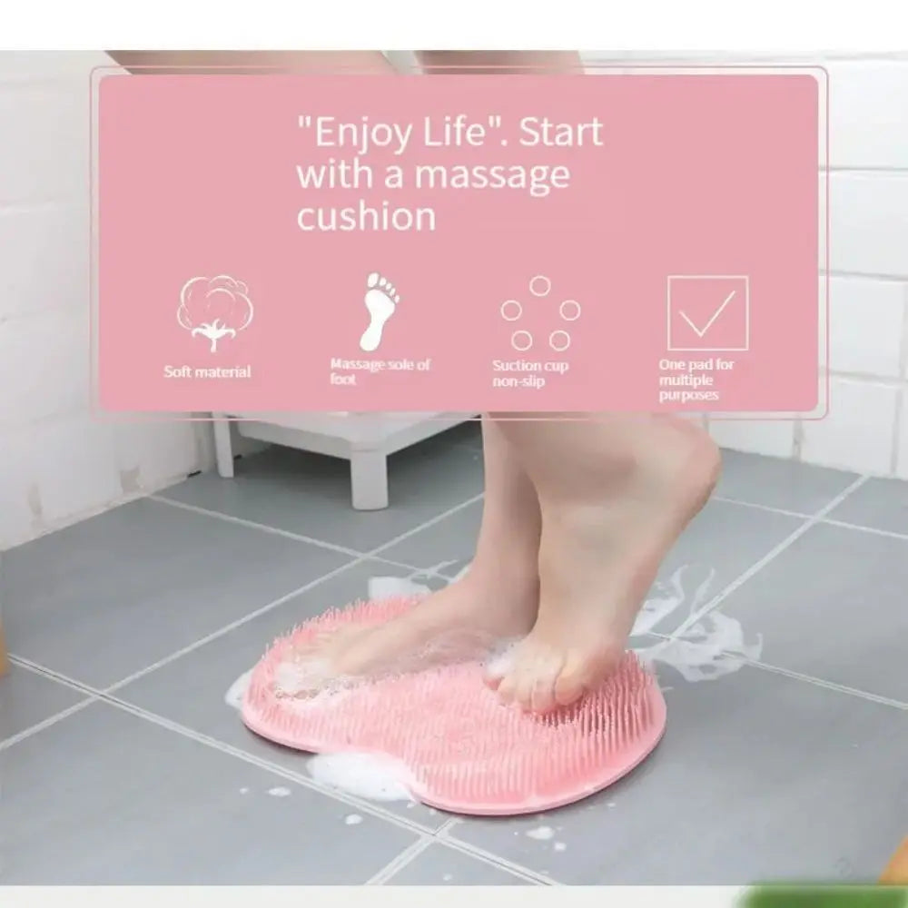 Exfoliating Shower Massage Scraper Bathroom Non-slip Bath Mat Back Massage Brush Silicone Foot Wash Body Cleaning Bathing Tool