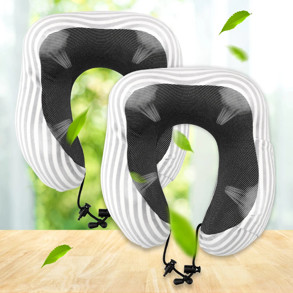 Memory Foam Travel Neck Pillow, U-Shaped 360-Degree Support, 100% Cotton Cover, Airplane Car Office Cushion for Men & Women
