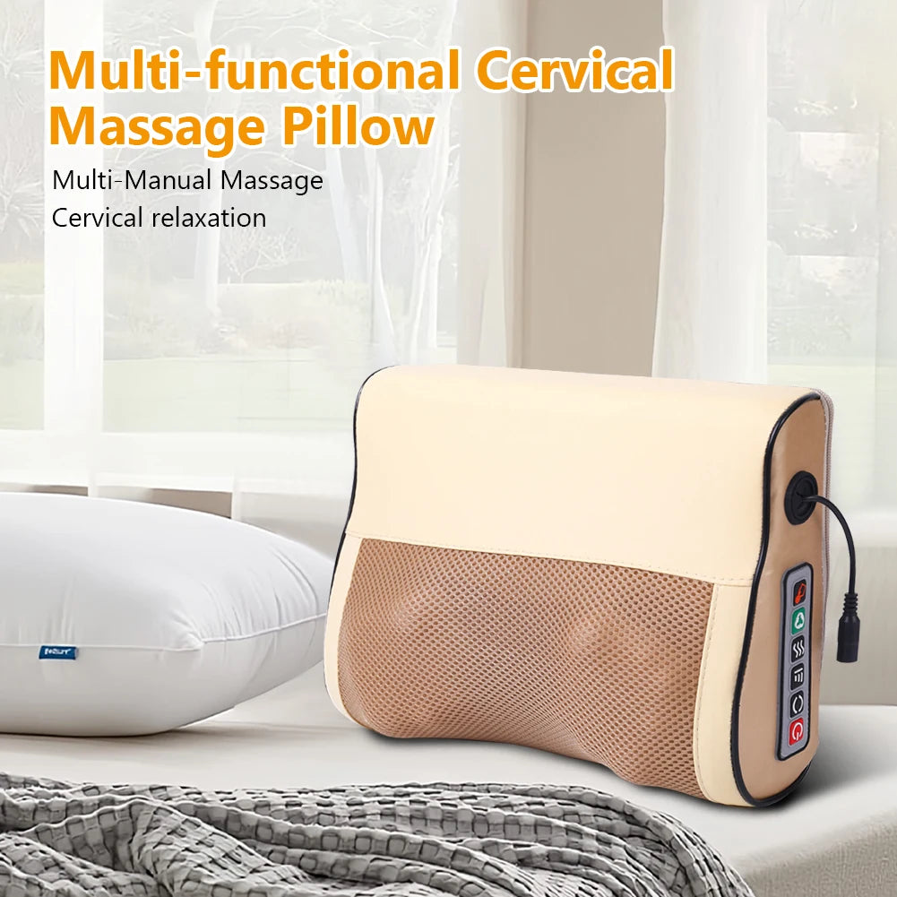 Electric Neck Massager Pillow Neck Massager Adjustable Deep Tissue Kneading Massage Pillow 3 Gear Multi-Function for Men Women
