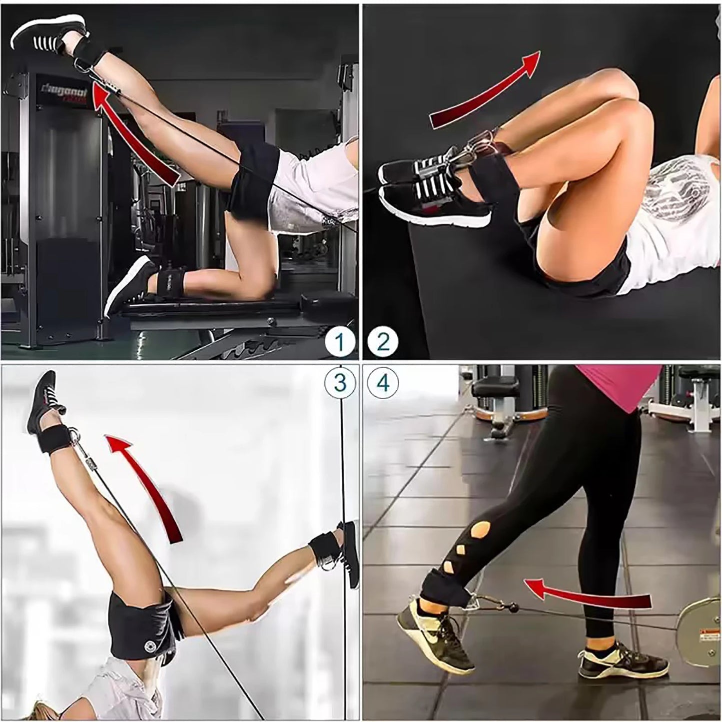 Ankle Straps for Cable Machines, Padded Double D-Ring Ankle Cuffs for Leg Workouts, Glute Kickbacks, Cable Kickbacks & Leg Extensions, Gym Fitness Accessories