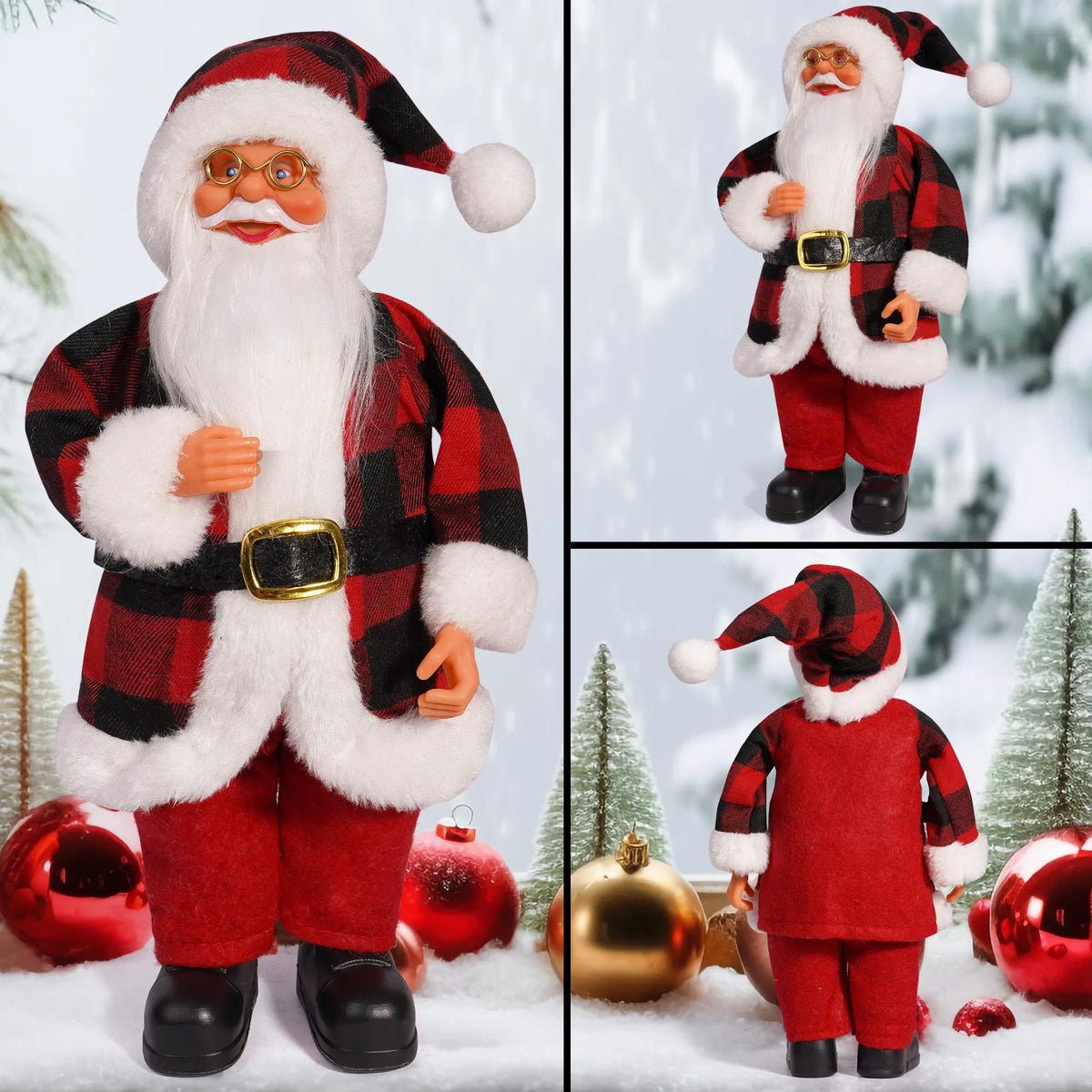 Christmas 12 Inch Santa Claus Cute Creative Holiday Decoration Desktop Novelty Toy Cartoon Doll Standing Posture Mascot