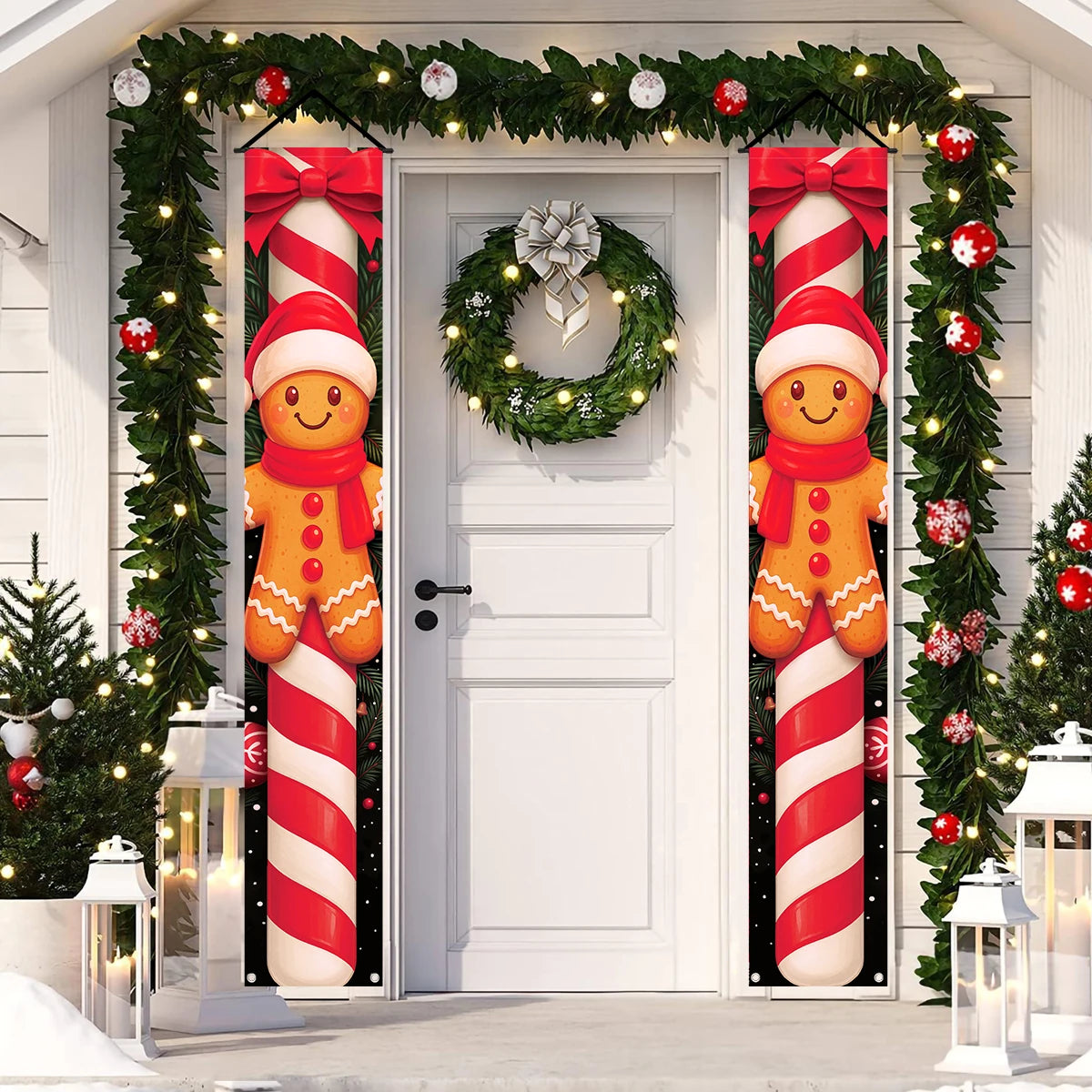 Christmas Santa Claus Snowman Door Couplet Merry Christmas Decoration for Home 2025 Elk Door Banner Navidad Natal New Year 2026