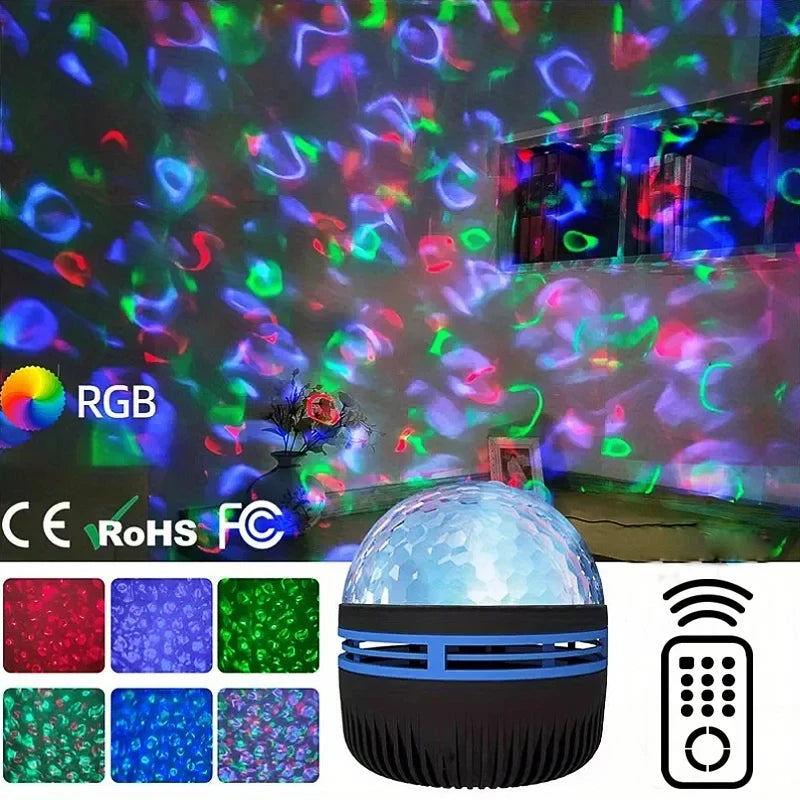 Galaxy Projector Night Light, LED Star & Ocean Wave Projector with Remote, RGB Colors, Auto-Rotate, USB Powered Ceiling Starlight for Bedroom, Kids, Nursery & Home Decor