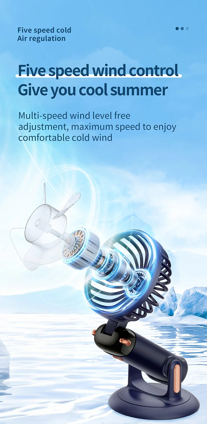Handheld Mini Fan 3000mAh, Foldable 5-Speed USB Rechargeable, Neck-Hanging/Desk, Phone Stand & LED Display