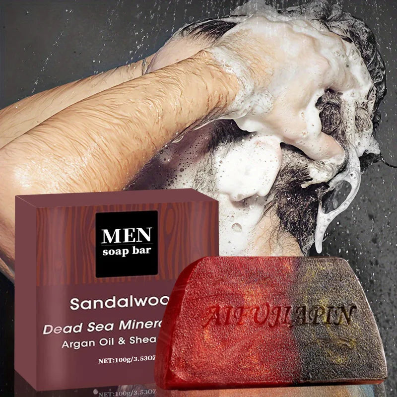 Men’s Agarwood Handmade Soap Bar – 3.53oz / 100g Natural Essential Oil Cleanser, Brightening, Anti-Aging & Moisturizing