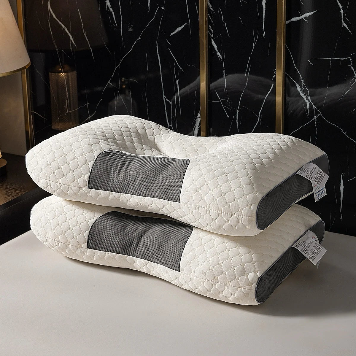 [Durable Build]Breathable Knitted Pillow with Neck Support for Sleep & Massage–Moisture-Absorbing, Machine Washable,SPA Pillow.