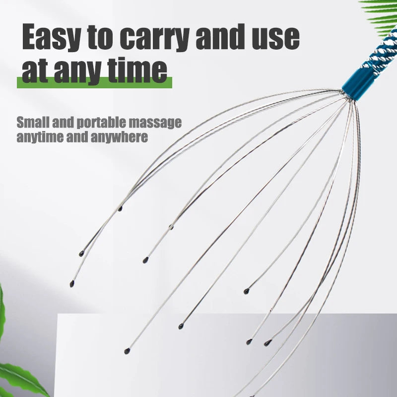 Octopus Scalp Head Massager, Manual Head Scratcher with Soft Rubber Tips, Portable Stress-Relief Massage Tool, 1 Pack