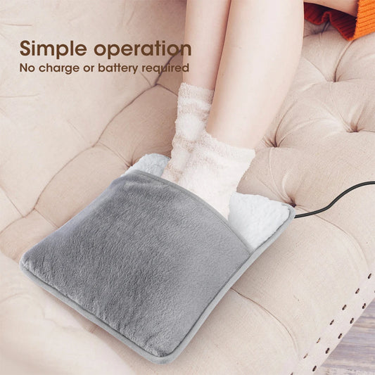 USB Heated Foot & Hand Warmer Pad - Soft Portable Electric Heating Pad for Home & Office Use
