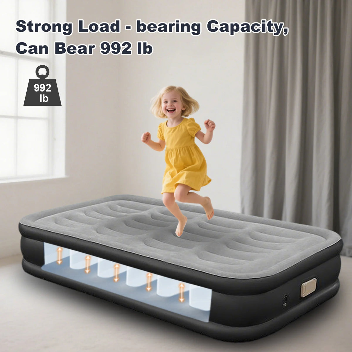 1-2 Person Automatic Inflatable Air Mattress with Built-In Pump, Thick PVC Camping Bed for Indoor Outdoor Use, Portable Sleeping Mat for Travel & Home