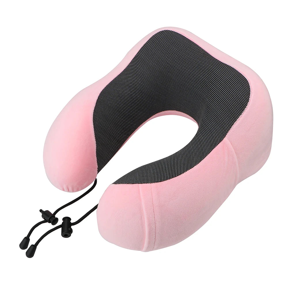 Memory Foam Travel Neck Pillow, U-Shaped 360-Degree Support, 100% Cotton Cover, Airplane Car Office Cushion for Men & Women