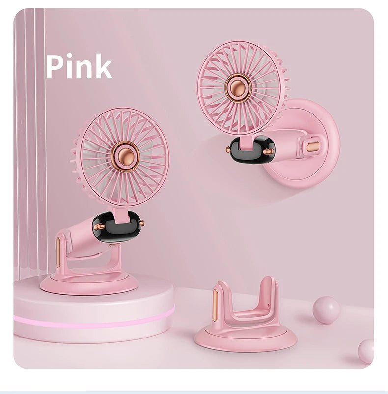 Handheld Mini Fan 3000mAh, Foldable 5-Speed USB Rechargeable, Neck-Hanging/Desk, Phone Stand & LED Display