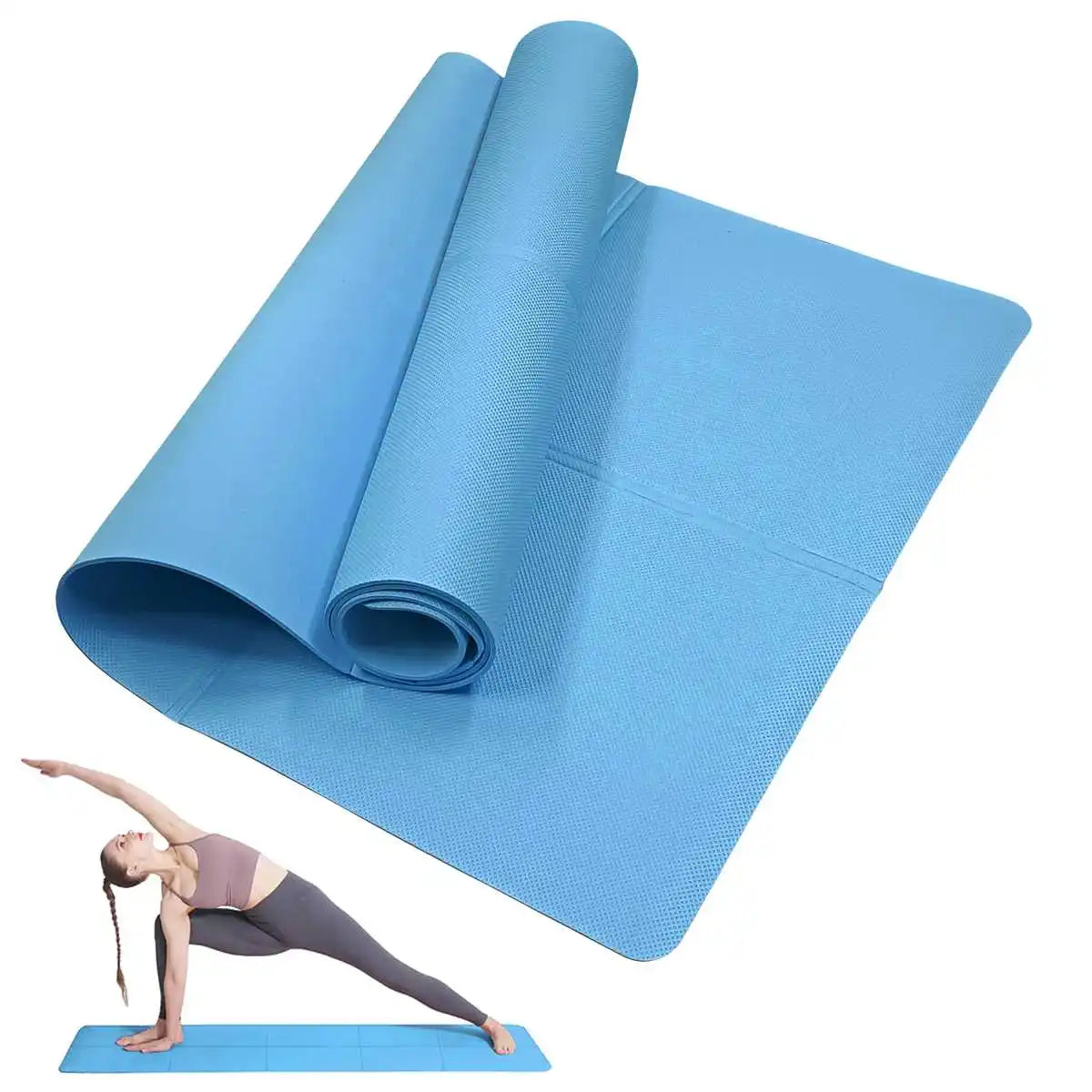 Non-Slip Yoga Mat, Pilates Exercise Mat 3/4/6mm, 173 x 61 cm EVA, Lightweight Travel Workout Mat for Home Gym, Women & Men