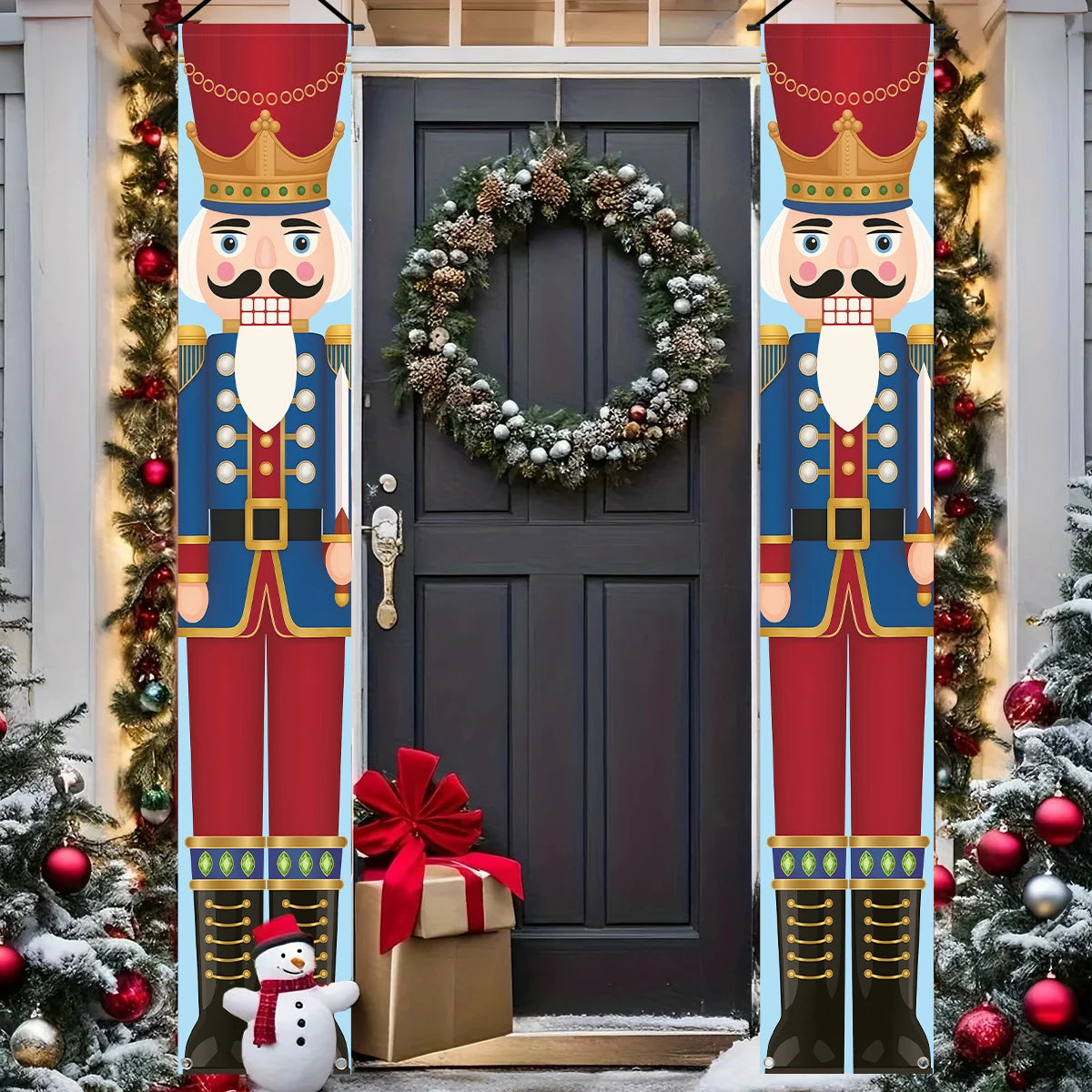 Christmas Santa Claus Snowman Door Couplet Merry Christmas Decoration for Home 2025 Elk Door Banner Navidad Natal New Year 2026