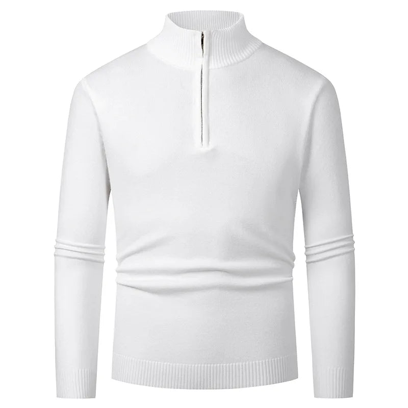 Sweater Men's Autumn Winter New Half-zipper Stretch Slim Base Shirt
