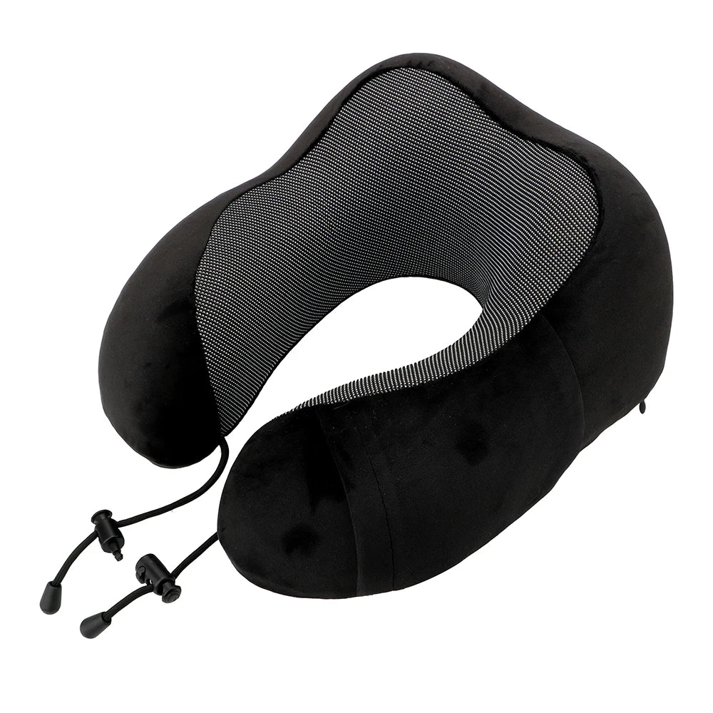Memory Foam Travel Neck Pillow, U-Shaped 360-Degree Support, 100% Cotton Cover, Airplane Car Office Cushion for Men & Women
