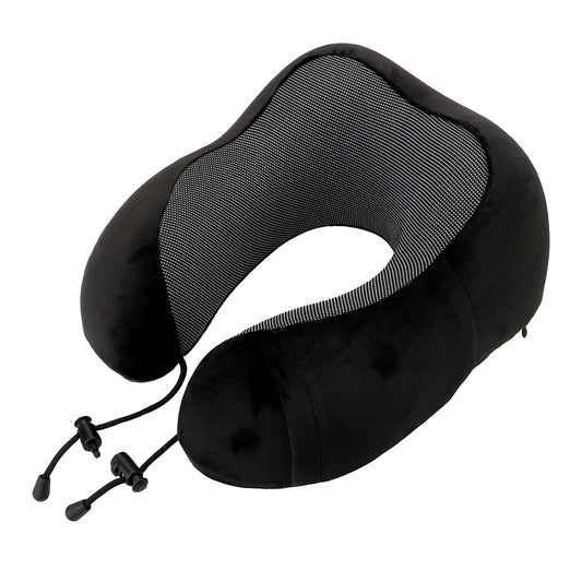Memory Foam Travel Neck Pillow, U-Shaped 360-Degree Support, 100% Cotton Cover, Airplane Car Office Cushion for Men & Women
