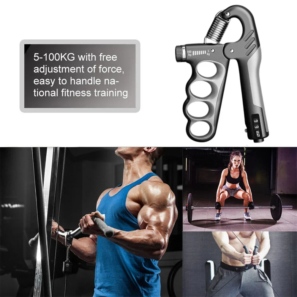 Adjustable Hand Grip Strengthener 5–100kg, Wrist & Forearm Trainer with Dynamometer, Finger Exerciser for Muscle Recovery, Fitness & Grip Power Training