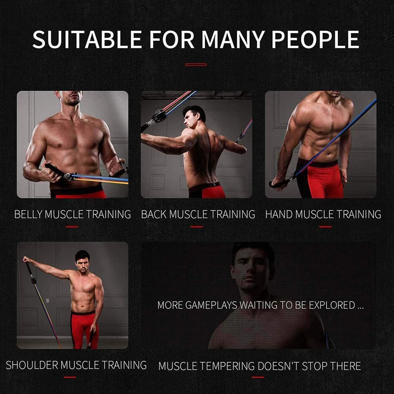 Resistance Bands with Handles for Men & Women, Exercise Bands for Home Workouts & Strength Training, Portable Workout Bands for Full-Body Fitness & Home Gym
