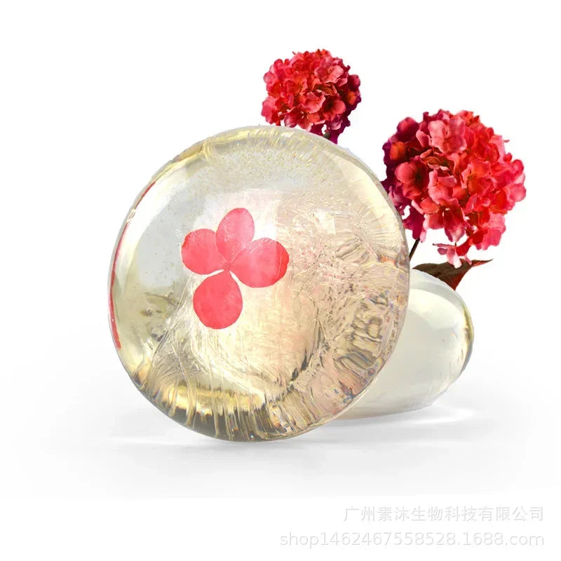 2.82oz / 80g Transparent Handmade Soap with Real Fresh Flower – Amino Acid Infused Moisturizing & Hydrating Facial & Body Bar