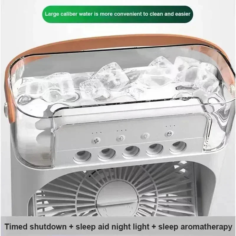 3-in-1 Portable Evaporative Air Cooler & Humidifier with 7-Color Night Light, USB Type-C Powered, 3 Speeds & 3 Mist Modes, Quiet Personal Desk Fan for Bedroom/Home Office