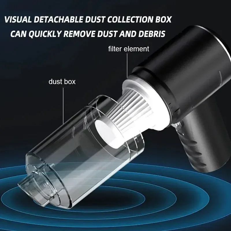 Portable Cordless Handheld Vacuum Cleaner, 120W Mini, USB-C Rechargeable, 5.5kPa Suction, Washable HEPA Filter, Crevice & Brush Nozzles for Car & Home
