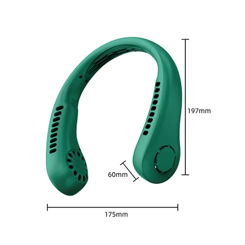 Portable mini home summer air-cooled neck hanging fan for outdoor sports, running, travel without blades, wearable USB