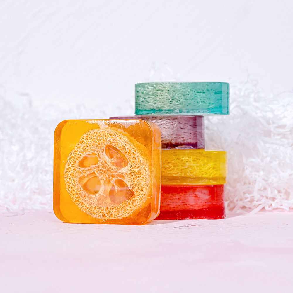 Handmade Soap Bar with Loofah – 3.53oz (100g) Essential Oil Bath Bar, Exfoliating & Nourishing Cleanser