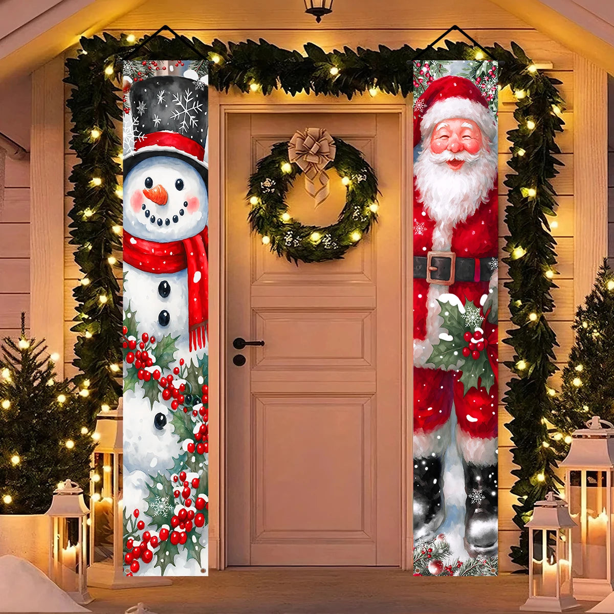 Christmas Santa Claus Snowman Door Couplet Merry Christmas Decoration for Home 2025 Elk Door Banner Navidad Natal New Year 2026