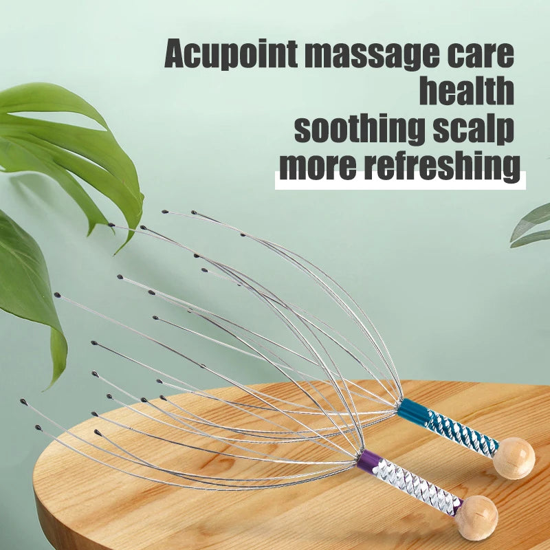 Octopus Scalp Head Massager, Manual Head Scratcher with Soft Rubber Tips, Portable Stress-Relief Massage Tool, 1 Pack