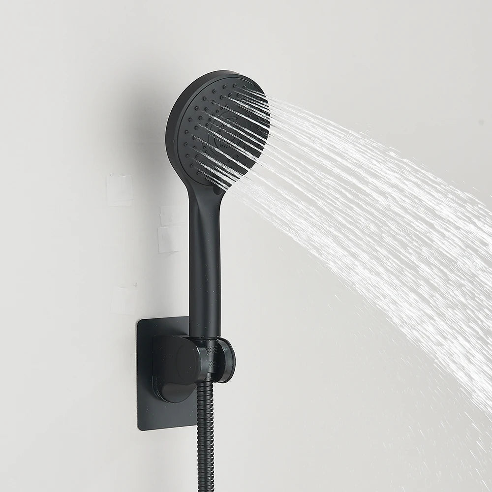 8–12" High Pressure Rain Shower Head, Square Stainless Steel – Adjustable Extension Arm with 3-Way Handheld Spray Combo