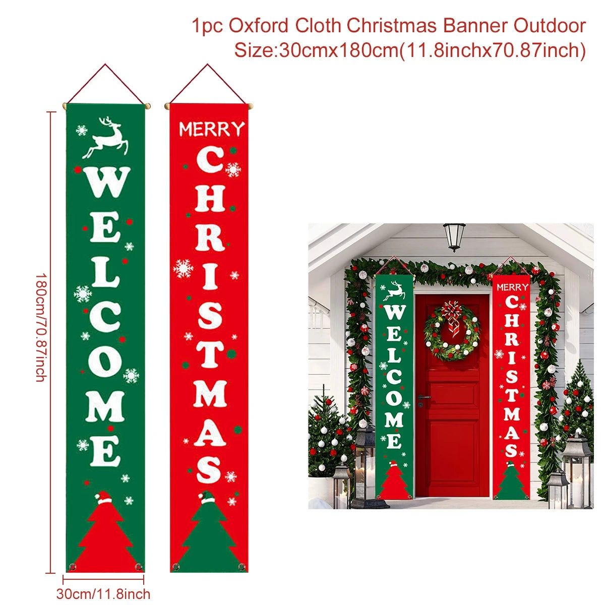 Christmas Santa Claus Snowman Door Couplet Merry Christmas Decoration for Home 2025 Elk Door Banner Navidad Natal New Year 2026