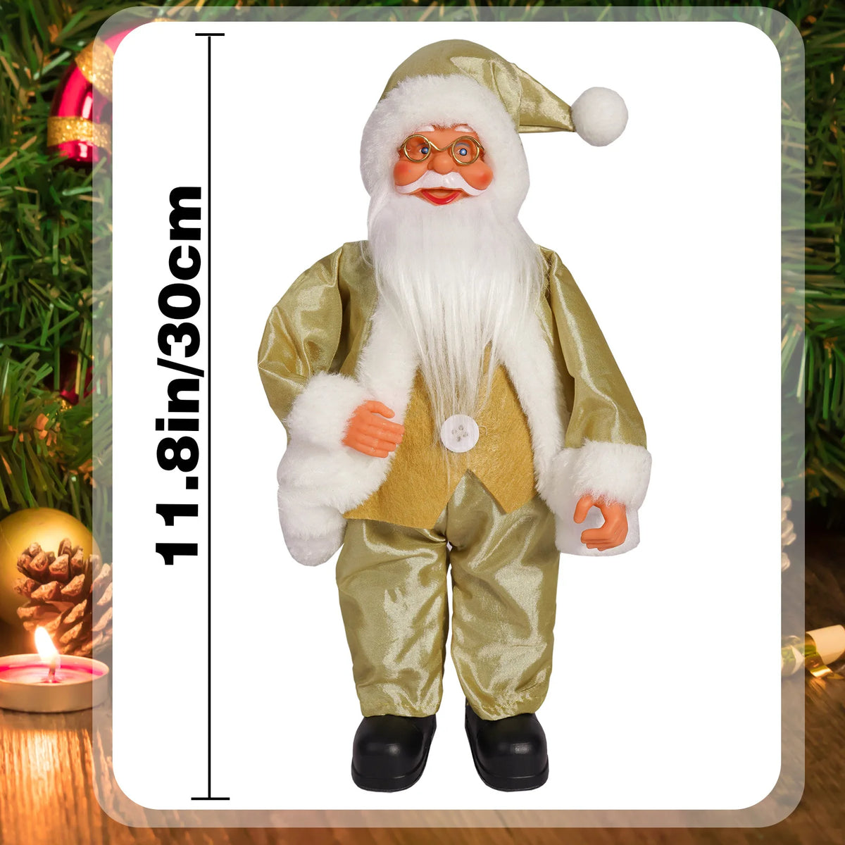 Christmas 12 Inch Santa Claus Cute Creative Holiday Decoration Desktop Novelty Toy Cartoon Doll Standing Posture Mascot