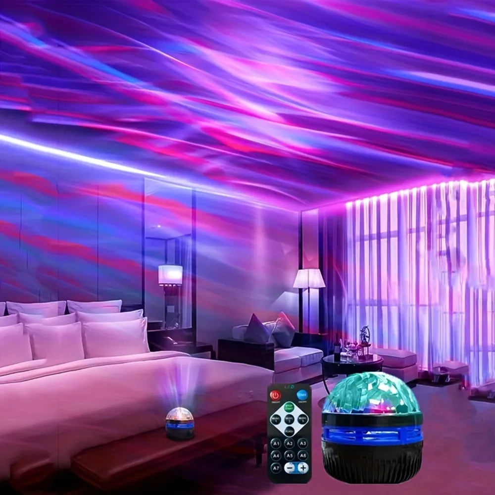 Galaxy Projector Night Light, LED Star & Ocean Wave Projector with Remote, RGB Colors, Auto-Rotate, USB Powered Ceiling Starlight for Bedroom, Kids, Nursery & Home Decor