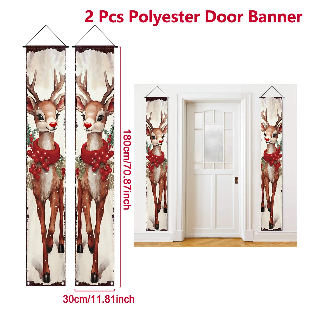 Christmas Santa Claus Snowman Door Couplet Merry Christmas Decoration for Home 2025 Elk Door Banner Navidad Natal New Year 2026