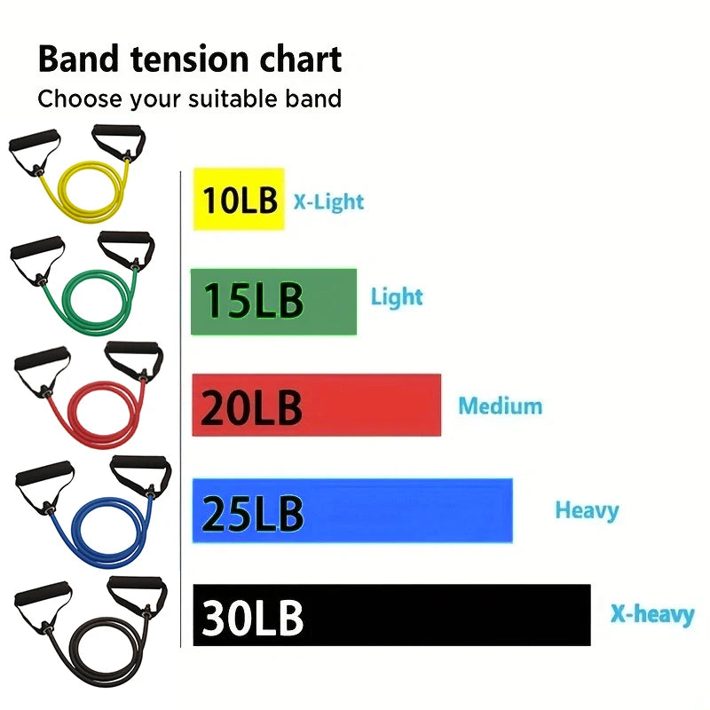 Resistance Bands with Handles for Men & Women, Exercise Bands for Home Workouts & Strength Training, Portable Workout Bands for Full-Body Fitness & Home Gym