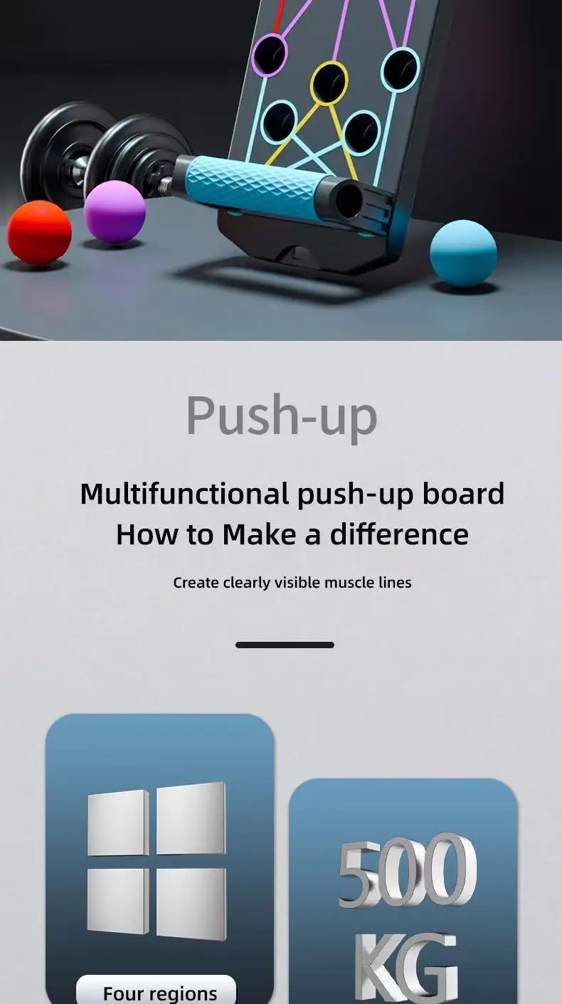 Folding Push-Up Board, Portable Multi-Function Push-Up System for Full Body Workout, Muscle Training, Core & Abdominal Strength Fitness Equipment